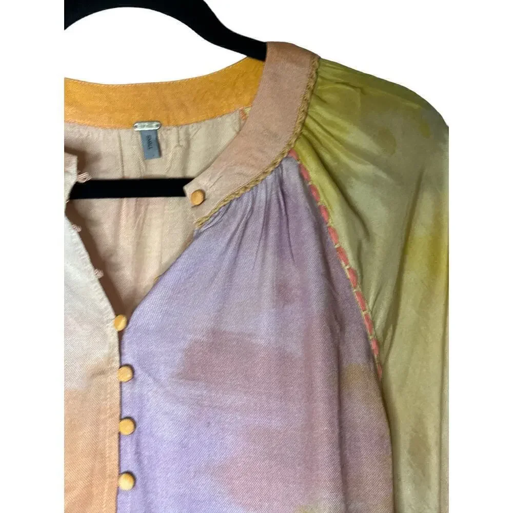 Anthropologie Bl-nk London Women's Long Sleeve Oversize Peasant Top Size S NWOT